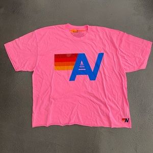 AV Nation Neon Pink Logo Boyfriend Tee
